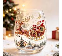 BTRHTOX christmas 3d wine glass collection gift box set,calice da vino 3d natale (A)