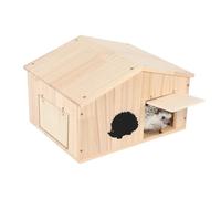 BTSAE Casetta per ricci in legno con tetto a falde, per giardino, resistente alle intemperie, rifugio per ibernazione e stazione di alimentazione per ricci, habitat sicuro a prova di predatori