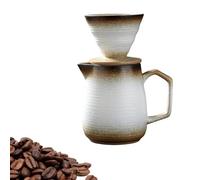 BTSAE Pour Over - Caffettiera in porcellana con tazza, 620 ml/260 ml, con filtro, set manuale Drip, adatta al microonde (bianco, 620 ml)