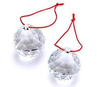 Btsky - 2 pezzi, 50 mm, prismi in cristallo trasparente da appendere, con scatola regalo, per Feng Shui, decorazione domestica, feste nuziali