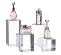 BTSKY 4pcs cubic acrylic display holders - blocchi espositivi solidi quadrati trasparenti, oggetti di scena per foto, oggetti di scena per foto, supporto per collezione di gioielli