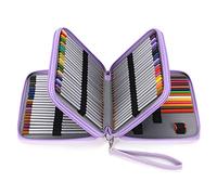 BTSKY Astuccio deluxe in pelle PU per matite colorate - 120 slot portamatite, Viola, moderno