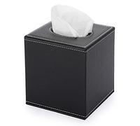 BTSKY Cubo quadrato in pelle PU per uso domestico e ufficio porta fazzoletti di carta velina (cubo nero)