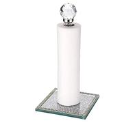 BTSKY Porta carta velina da cucina autoportante con base quadrata, in vetro diamantato color argento, porta rotolo di carta, organizer per rotoli di carta da cucina, porta carta da cucina in plastica