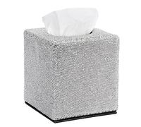 BTSKY Porta fazzoletti quadrato scintillante - Copertura decorativa per fazzoletti con strass di cristallo, dispenser di fazzoletti per casa, bagno, piano di lavoro, camera da letto, comò