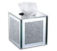 BTSKY Scatola di fazzoletti in vetro scintillante con diamanti schiacciati in cristallo per la decorazione domestica, porta tovaglioli da tavolo quadrato