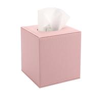 BTSKY Scatola porta fazzoletti a cubo in pelle PU, copertura quadrata per casa/ufficio, scatola di carta velina testurizzata, porta tovaglioli, rosa
