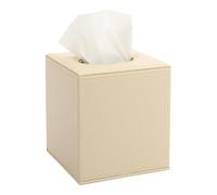 BTSKY Scatola porta fazzoletti a cubo in pelle PU, copertura quadrata per casa/ufficio, scatola di carta velina testurizzata, porta tovaglioli, beige