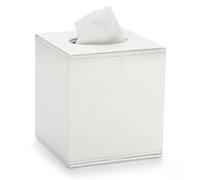 BTSKY Scatola porta fazzoletti a cubo in pelle PU, copertura quadrata per casa/ufficio, scatola di carta velina testurizzata, porta tovaglioli, bianco