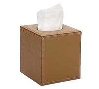 BTSKY Scatola porta fazzoletti in pelle PU Cammello - Copertura quadrata per casa/ufficio, scatola di carta velina testurizzata porta tovaglioli, cammello