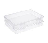 BTSKY Scatola portaoggetti in plastica trasparente con coperchio a patta, organizer multiuso per artigianato e scatola portaoggetti per forniture artistiche, scatola da cucito in plastica per matite,