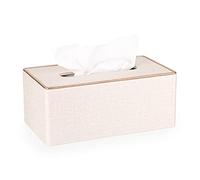 BTSKY Scatola rettangolare per fazzoletti di lino per uso domestico con linea dorata decorativa, porta carta velina, porta fazzoletti, organizer per fazzoletti, contenitore per tovaglioli, beige