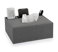 BTSKY Scatola rettangolare per fazzoletti in lino, per casa, ufficio, con telecomando, elegante ed elegante, porta tovaglioli da scrivania, organizer per scrivania (grigio)