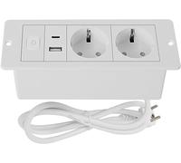 Btstil Presa da tavolo a scomparsa, 2 prese da tavolo con USB e tipo C, cavo da 1,8 m, presa multipla per ufficio, cucina, piano di lavoro (2AC bianco)