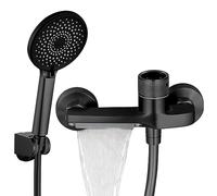 Btstil Rubinetto per vasca da bagno con doccetta a mano, rubinetto a cascata in ottone termostato, doppio controllo a caldo e freddo, in ottone cromato