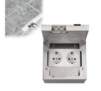 Btstil Scatola da incasso a pavimento, 4000 W, 16 A, impermeabile, a scomparsa, in acciaio inox, AC250 V, con 2 standard UE per cucina, soggiorno, ufficio