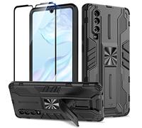 Btstring Cover per Huawei P30 con Pellicola Protettiva, Militare Custodia con Stand Supporto Bumper Antiurto Case, TPU+PC Dual Layer Custodia- Nero