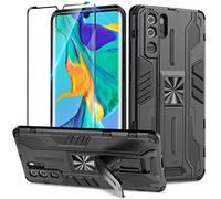 Btstring Cover per Huawei P30 Pro con Pellicola Protettiva, Militare Custodia con Stand Supporto Bumper Antiurto Case, TPU+PC Dual Layer Custodia- Nero