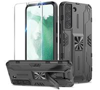 Btstring Cover per Samsung Galaxy S22 con Pellicola Protettiva, Militare Custodia con Stand Supporto Bumper Antiurto Case, TPU+PC Dual Layer Custodia- Nero