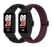 BTTNG Cinturino elastico compatibile con Xiaomi Band 8 Active/Redmi Smart Band 2, 2 Pack Regolabile Elastico Nylon Singolo Loop Bracciali Sport per Xiaomi Mi Band 8 Active, Nero + Borgogna, Moderno