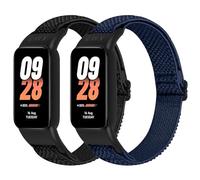 BTTNG Cinturino elastico compatibile con Xiaomi Band 8 Active/Redmi Smart Band 2, 2 Pack Regolabile Elastico Nylon Singolo Loop Bracciali Sport per Xiaomi Mi Band 8 Active, Nero + Indaco, Moderno