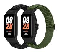BTTNG Cinturino elastico compatibile con Xiaomi Band 8 Active/Redmi Smart Band 2, 2 Pack Regolabile Elastico Nylon Singolo Loop Bracciali Sport per Xiaomi Mi Band 8 Active, Nero + Verde militare,