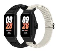 BTTNG Cinturino elastico compatibile con Xiaomi Band 8 Active/Redmi Smart Band 2, 2 Pack Regolabile Elastico Nylon Singolo Loop Bracciali Sport per Xiaomi Mi Band 8 Active, Nero + Beige, Moderno