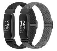 BTTNG Confezione da 2 cinturini elastici intrecciati compatibili con Fitbit Inspire 3/Inspire 2/Inspire/Inspire HR/Ace 3/Ace 2, unisex, braccialetti elastici regolabili di ricambio, Nessuna pietra