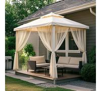 BTTO Set di 2 tende da esterno, tenda per zanzariera, per esterni, con filtro trasparente e fai da te, regolabile, per patio, giardino, gazebo, beige, L 160 x H 305 cm