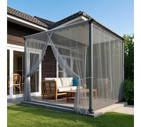 BTTO Set di 2 tende da esterno, tenda per zanzariera, per esterni, con filtro trasparente e fai da te, regolabile, per patio, giardino, gazebo, grigio, L 160 x H 305 cm