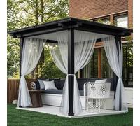 BTTO Set di 2 tende da esterno, tenda per zanzariera, per esterni, luce filtrare trasparente, con fai da te, regolabile, per patio, giardino, gazebo, bianco, L160 x h213 cm