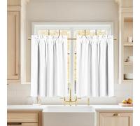 BTTO Tenda oscurante corta, passamontagna, set di 2 tende termiche piccole sotto il lavandino, moderna decorazione per piccole finestre da cucina, porta armadio, bianco grigio, larghezza 85 x altezza