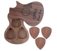 Btuty Scatola per plettri per chitarra con 3 plettri in legno, 3 scomparti, paletta contenitore in legno, coperchio rotante con custodia magnetica per plettro, pratica custodia per strumenti musicali,