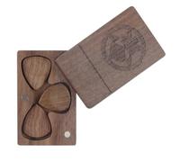 Btuty Scatola per plettri per chitarra con 3 plettri in legno, 3 scomparti, paletta contenitore in legno, coperchio rotante con custodia magnetica per plettro, pratica custodia per strumenti musicali,