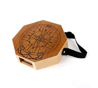 Btuty Tamburo in legno Cajon Tamburo a mano piatto a 2 toni Strumento a percussione a colori con cinturino regolabile Tamburo ottagonale portatile per principianti