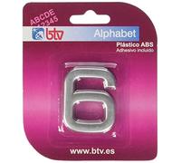 Btv - Numero 6 in plastica ABS, argento, in blister