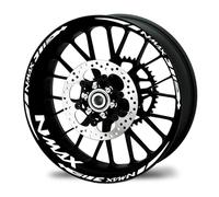BTWSRX Moto Cerchioni Adesivo Adesivi per Cerchi Moto per Yamaha NMAX155 NMAX 155 Adesivi per Cerchi Riflettenti Nastro A Strisce Sportivo Mozzo Ruota Adesivi Set(Bianco)