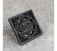 BTYKUYOO 10 * 10 cm Vintage Artistico Nero Ottone Bagno Quadrato Doccia Scarico a Pavimento sifone griglia for rifiuti con Filtro for Capelli scarichi antiodore(Black H3)