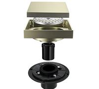 BTYKUYOO Scarico per doccia quadrato da 4 pollici, scarico doccia con coperchio piatto e piastrelle 2 in 1, scarico pavimento in ottone con tubo in PVC dritto e flangia, incluso filtro per capelli