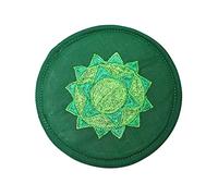 BTYQKZVPM Campane tibetane, set di campane tibetane, cuscino interamente fatto a mano, in cristallo, tappetino in tessuto per campane tibetane per yoga, meditazione e guarigione del suono (verde, 10