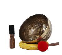 BTYQKZVPM Ciotola tibetana, set di ciotole tibetane. Ciotola in sanscrito fatta a mano buddista giapponese per canto, ideale per meditazione yoga e guarigione con suono(13 14 cm)