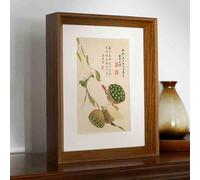 BTYQKZVPM Cornice per Foto Decorazioni per la casa e Le pare Cornice Decorativa Galleggiante in Vetro Acrilico bifacciale(Dark Walnut+Cardboard,Inner Diameter 50 * 50cm)