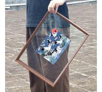 BTYQKZVPM Cornice per Foto Decorazioni per la casa e Le pare Cornice Decorativa Galleggiante in Vetro Acrilico bifacciale(Dark Walnut,A4)