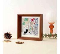 BTYQKZVPM Cornice per Foto Decorazioni per la casa e Le pare Cornice Galleggiante in Legno A4 con Doppio Vetro for Foto bifacciali(HU Wood Color,Square 10-inch Wall Hanging)