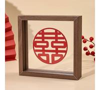 BTYQKZVPM Cornice per Foto Decorazioni per la casa e Le pare Cornice Galleggiante in Legno A4 con Doppio Vetro for Foto bifacciali(Walnut Color,Square 7 Inches)