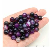 BTYQKZVPM Perline di Perle finte Tinte, Perline Rotonde sfuse in Pietra Naturale di Lava vulcanica Multicolore da 4-10 mm for la creazione Gioielli Fai Te(Purple Striped Agate,6mm- 56-60pcs)