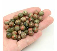 BTYQKZVPM Perline di Perle finte Tinte, Perline Rotonde sfuse in Pietra Naturale di Lava vulcanica Multicolore da 4-10 mm for la creazione Gioielli Fai Te(Unakite,6mm- 56-60pcs)