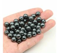 BTYQKZVPM Perline di Perle finte Tinte, Perline Rotonde sfuse in Pietra Naturale di Lava vulcanica Multicolore da 4-10 mm for la creazione Gioielli Fai Te(Hematite,6mm- 56-60pcs)