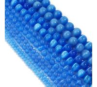 BTYQKZVPM Perline di Perle finte Tinte, Perline sfuse in Pietra Naturale Occhio di Gatto Multicolore da 4-12 mm for la creazione Gioielli Fai Te(Blue,10mm APX 35pcs)