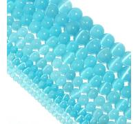 BTYQKZVPM Perline di Perle finte Tinte, Perline sfuse in Pietra Naturale Occhio di Gatto Multicolore da 4-12 mm for la creazione Gioielli Fai Te(Lake Blue,8mm APX 45pcs)